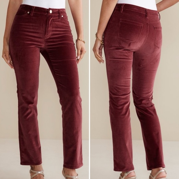 Soft Surroundings Pants - Soft Surroundings Blakely Velveteen Pants in Cabernet Red Color - 20W